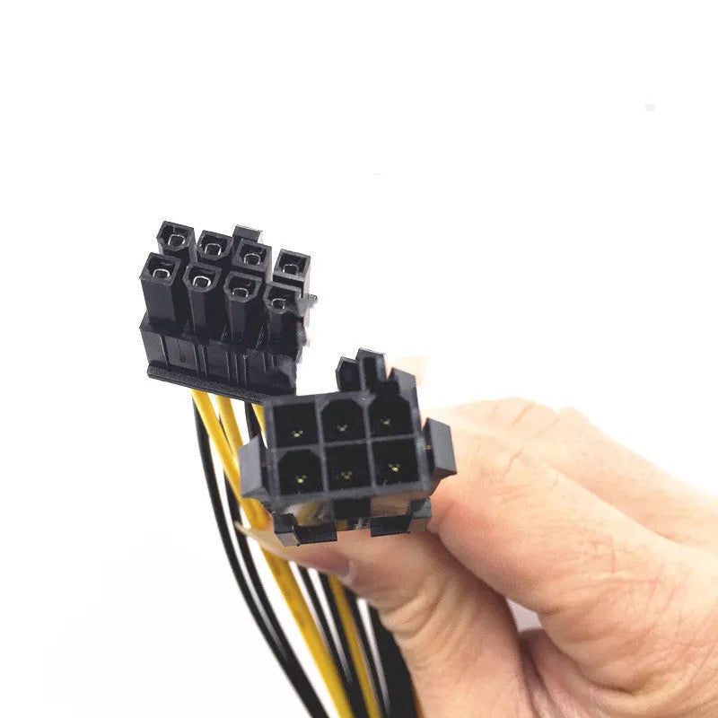 6P to 8P graphics card power extension cable with 20cm length and black connectors