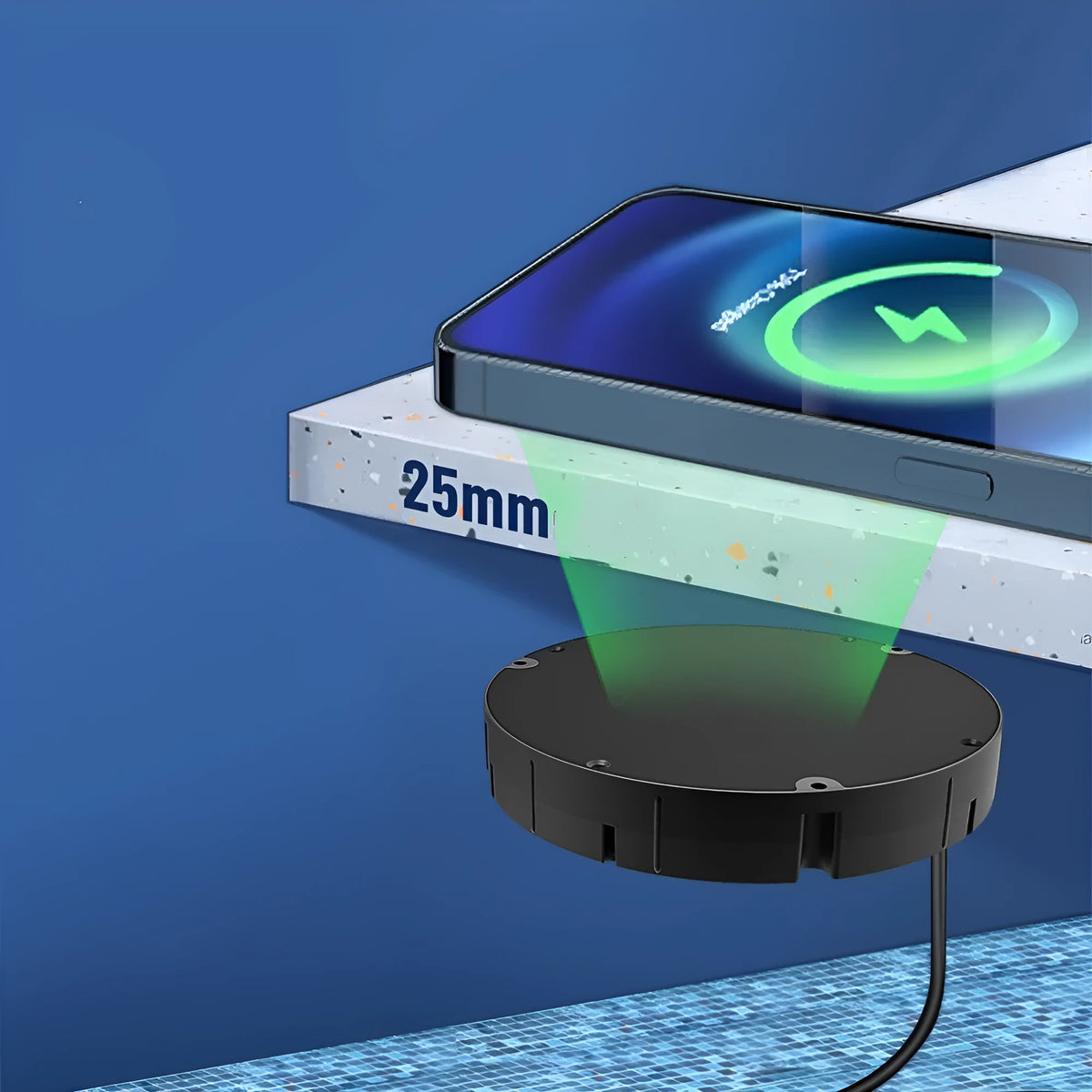 10W wireless car charger for mobile phone with USB interface, black colour option