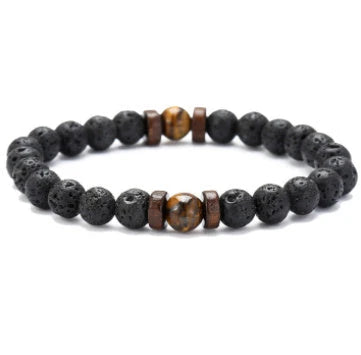 Premium men's black volcanic stone bracelet with unique, durable design and adjustable fit