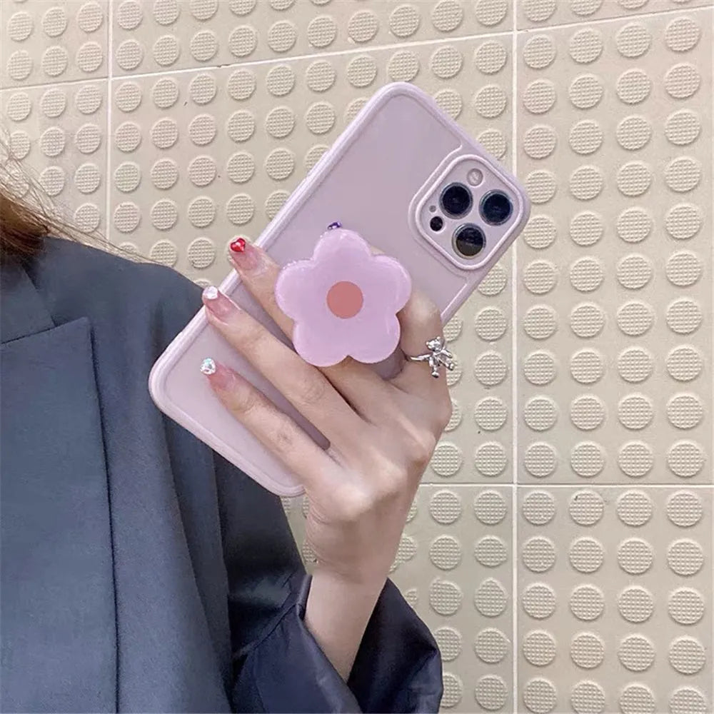 Cute flower phone case in pink or white for iPhone models, non-Apple brand, single case