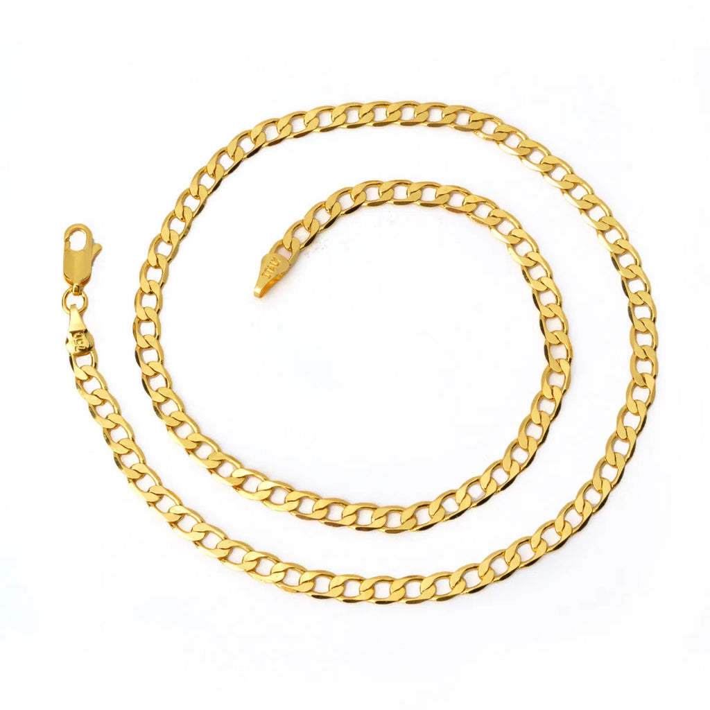 Men's hip hop necklace with Japanese buckle pressure nozzle ring buckle chain, electroplated copper, 45-60cm
