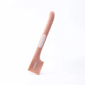 Green TPR pet feeding spoon with long handle and angled scoop for canned food