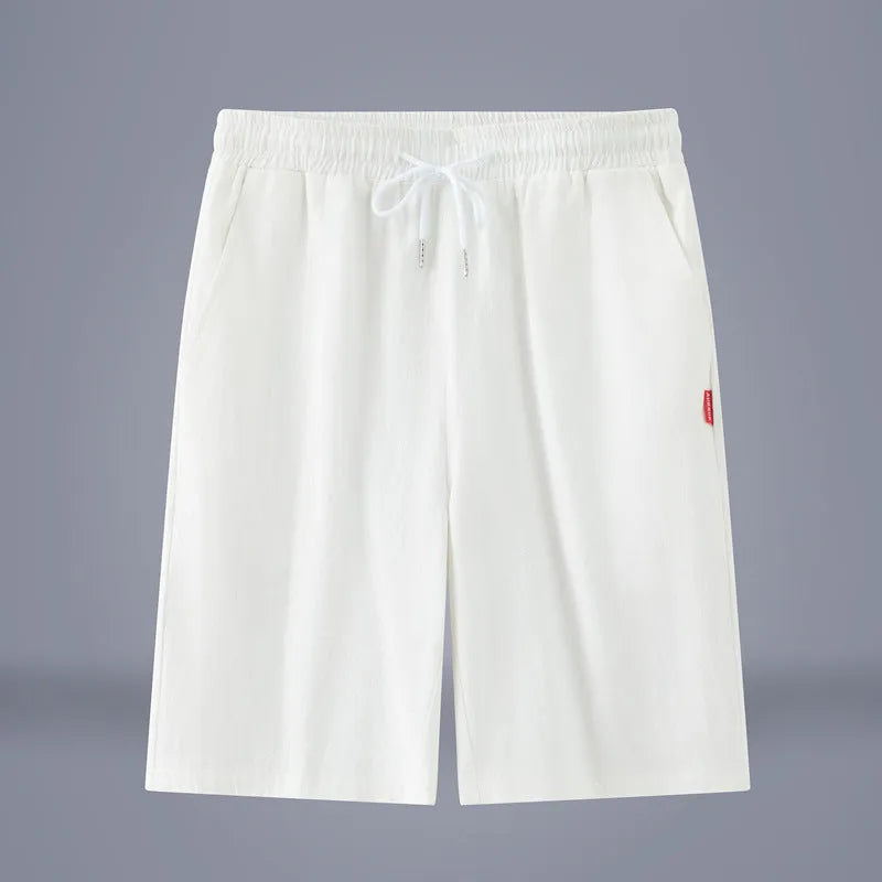 Cotton linen cropped summer pants in Army Green colour with a drawstring waistband.
