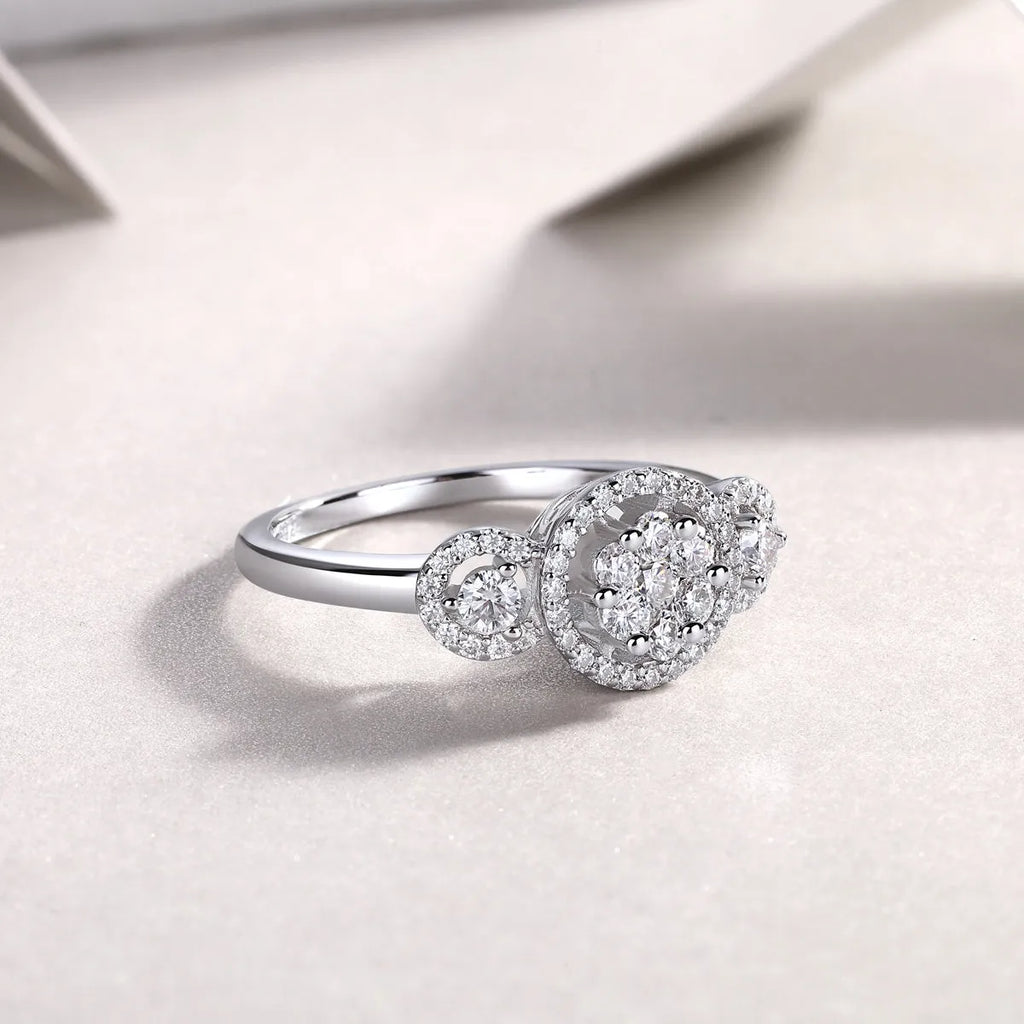 Moissanite wedding ring set with S925 silver gold plate in ring size 7, gift box packaging, GRA certificate