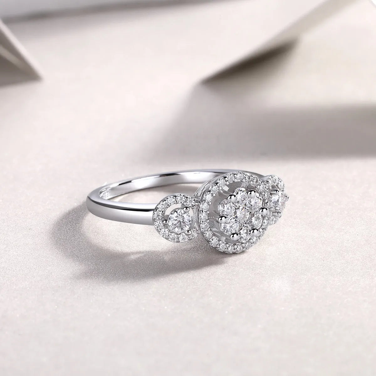 Moissanite wedding ring set with S925 silver gold plate in ring size 7, gift box packaging, GRA certificate