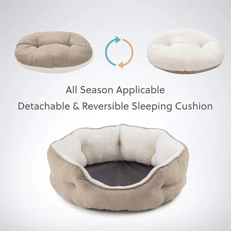 Soft round pet bed mat in size L measuring 76x60x20cm for small to medium dogs
