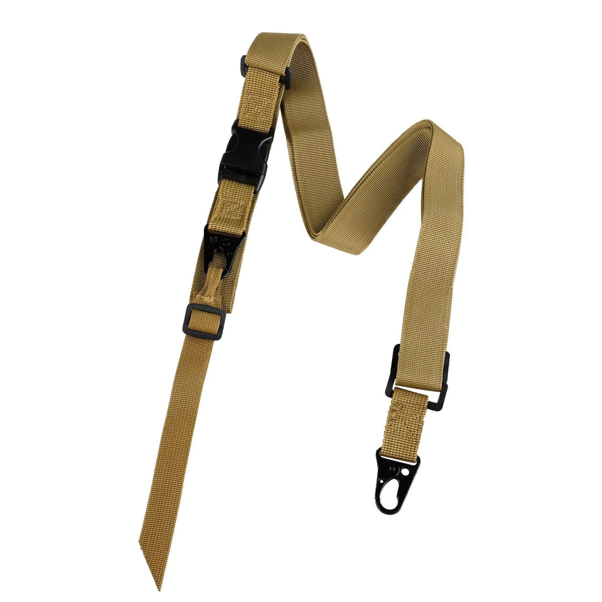 Adjustable nylon crossbody sling strap with alloy buckle in black, army green or khaki colour