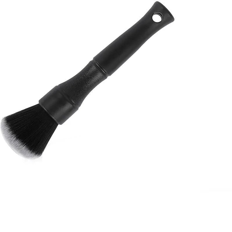 Black car detailing brush with super soft pig hair bristles and PP plastic handle.