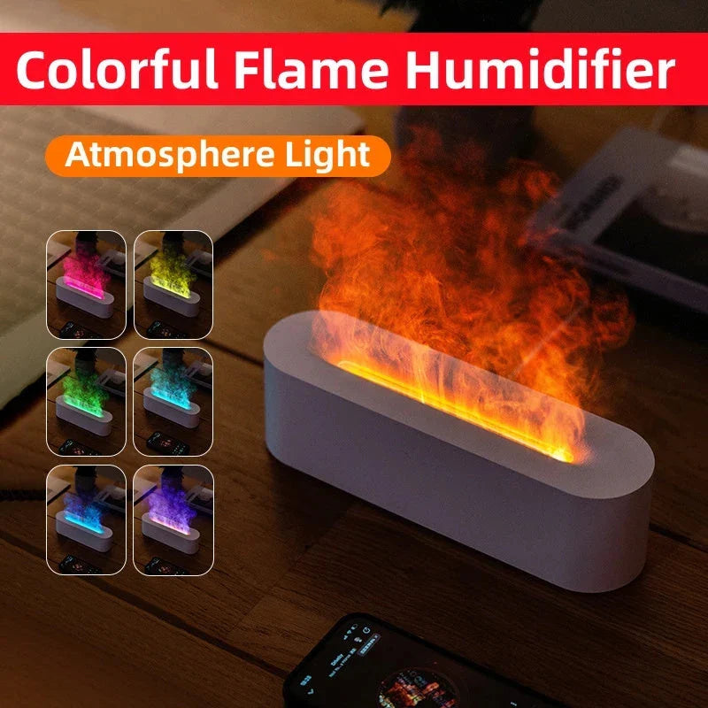 Soothing Ultrasonic Aroma Diffuser with Realistic Flame Effect, 7 Color Modes, Whisper-Quiet Operation, Essential Oil Diffuser