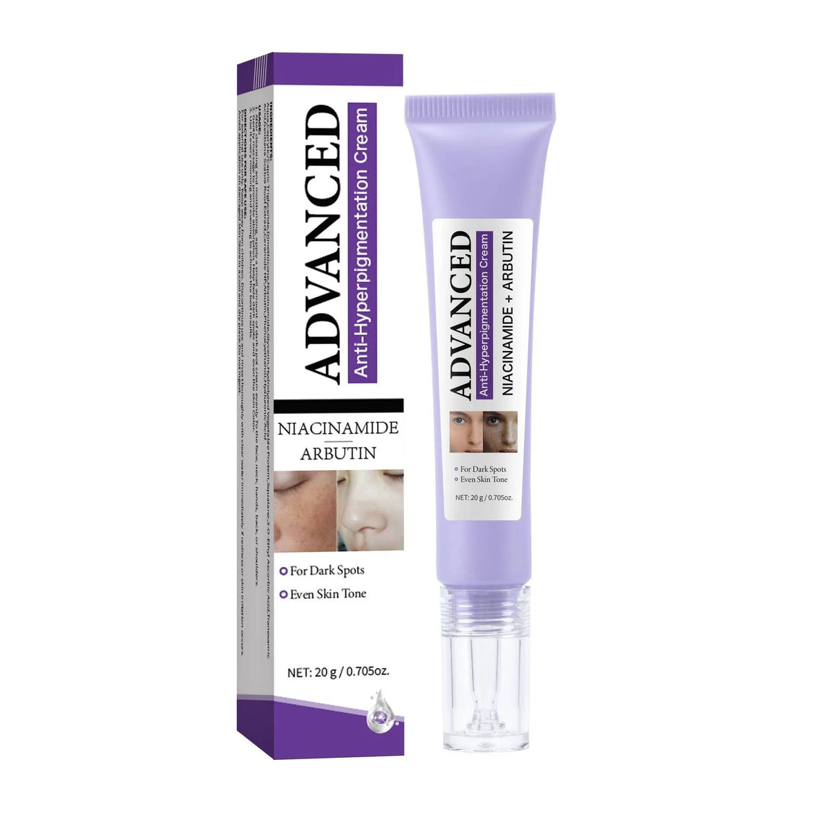 20g advanced anti-pigmentation face cream container for universal skin types