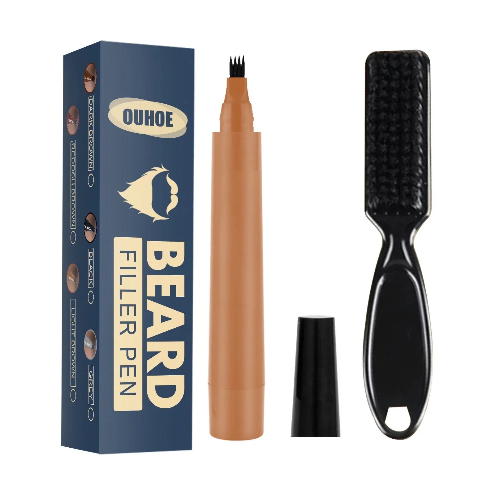 Premium beard filler pencil kit for precisely filling in patchy or thin facial hair for a perfectly contoured, natural-looking beard