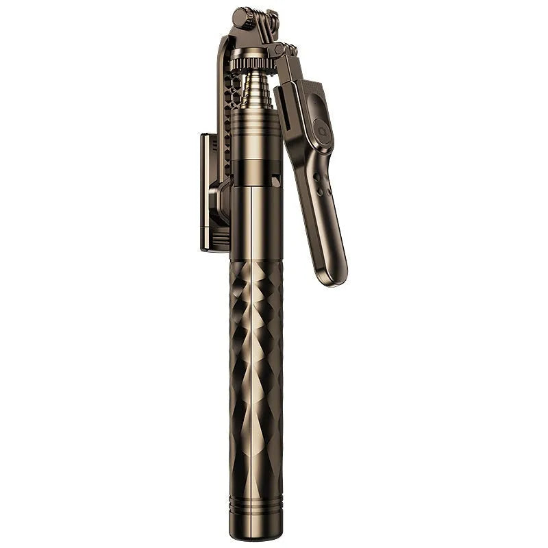 Mobile phone Bluetooth selfie stick stabilizer floor stand with gold aluminium tube and remote control at 1.75m height