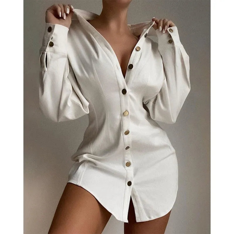 Women's art retro button-up shirt with printed waist fastener in matel silk and cashmere blend.