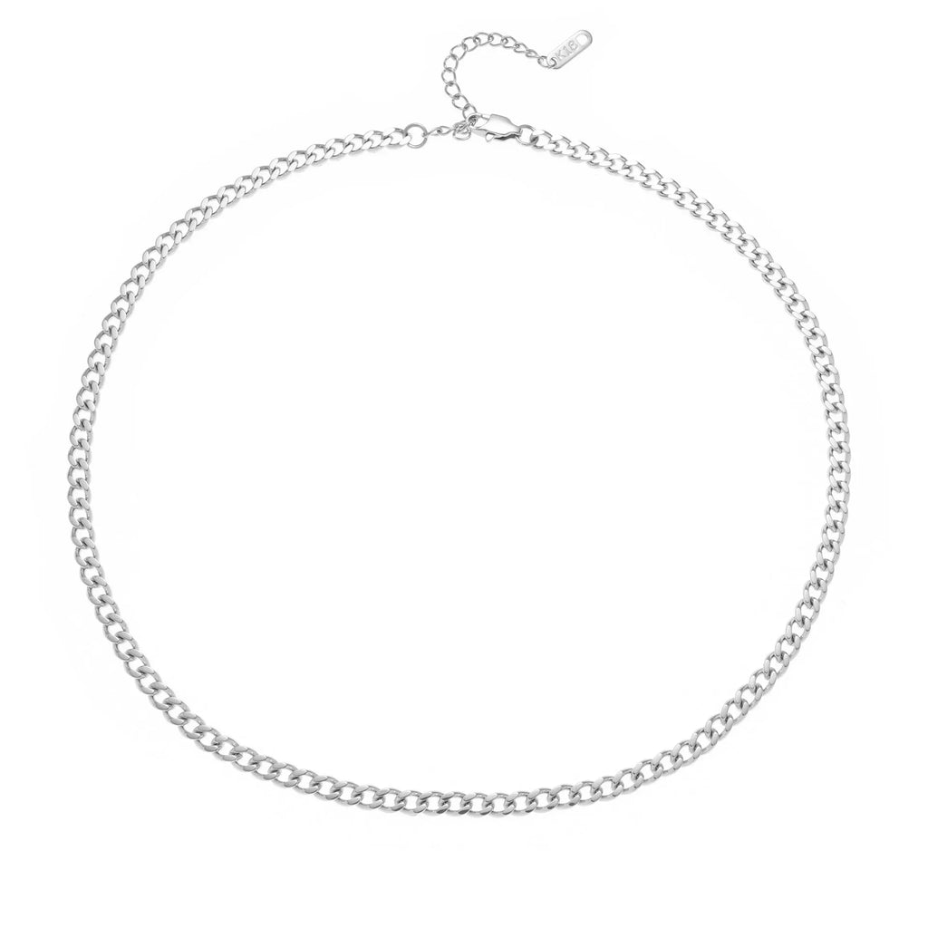 Gold titanium steel necklace with a letter A pendant on a blade chain.