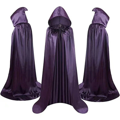 Premium Halloween Wizard Cloak for Kids - Elegant Hooded Cape in Black, Gold, and Purple