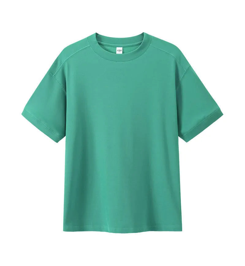Cotton pique short-sleeved T-shirt in loose-fit style showing texture detail