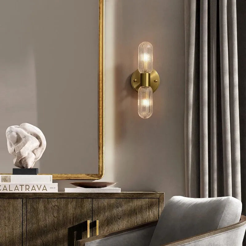 Copper-colour double head adjustable wall lamp with minimalist Nordic design