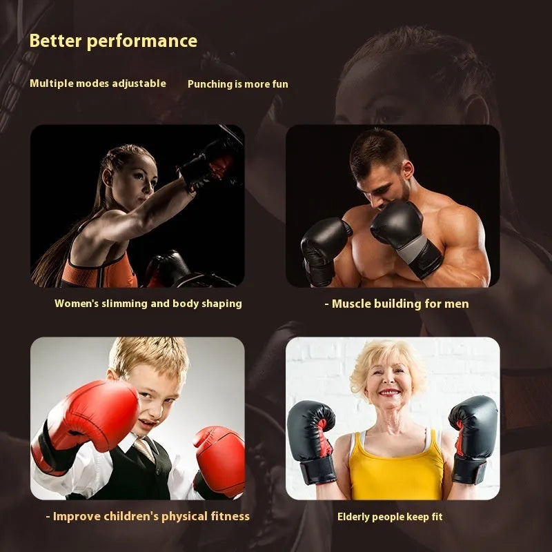 Black hanging music boxing machine with six targets, seven-colour light, USB power and optional gloves