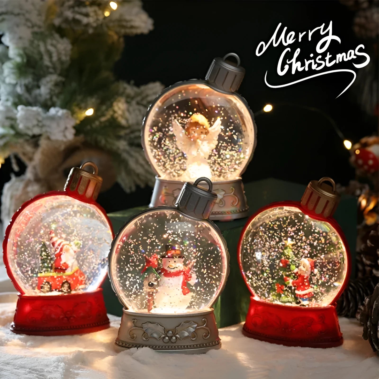 Christmas decoration LED flame light in Old Man, Snowman, Kids Tree, and Angel designs