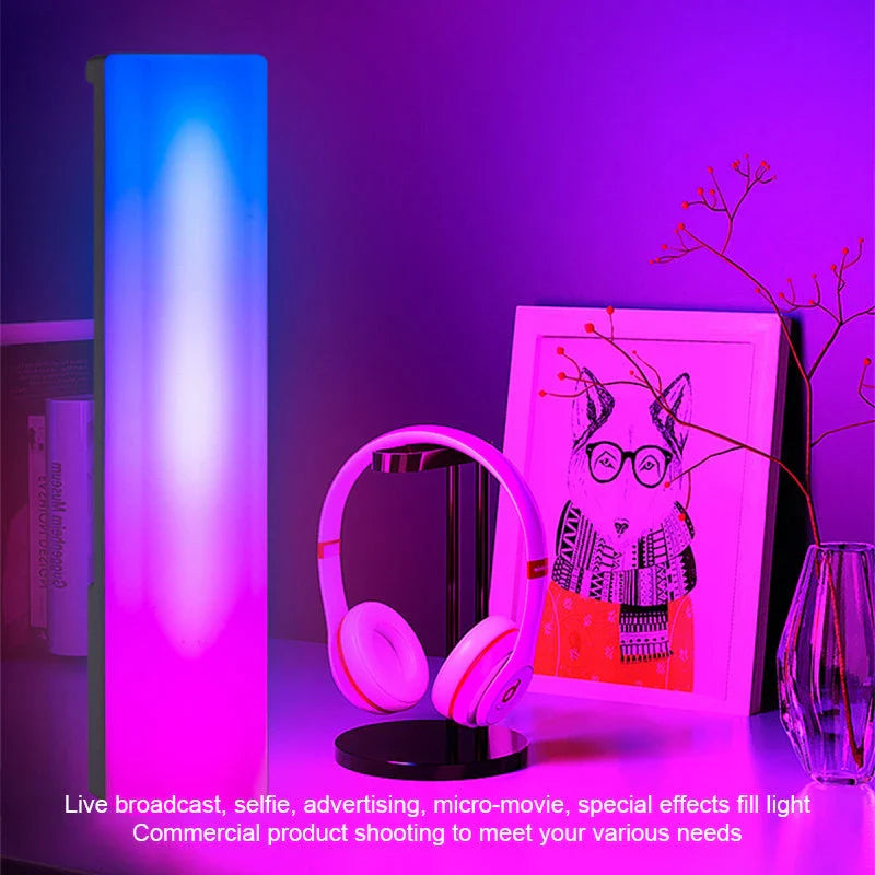 3D RGB table lamp with voice-activated color changing lights, modern design for home decor and gaming