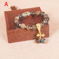 Men's gradient ceramic bracelet with Yonghe blessing charm and coloured glaze beads