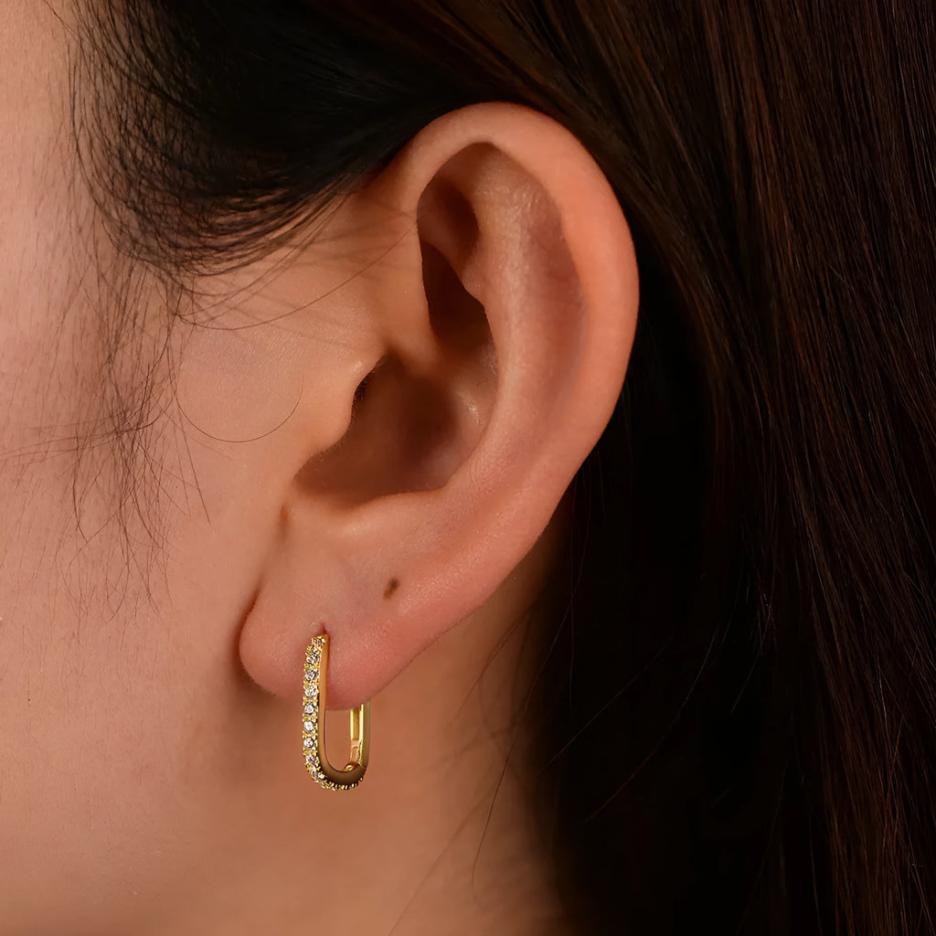 S925 sterling silver oval geometric ear clip earrings in white and yellow colour options