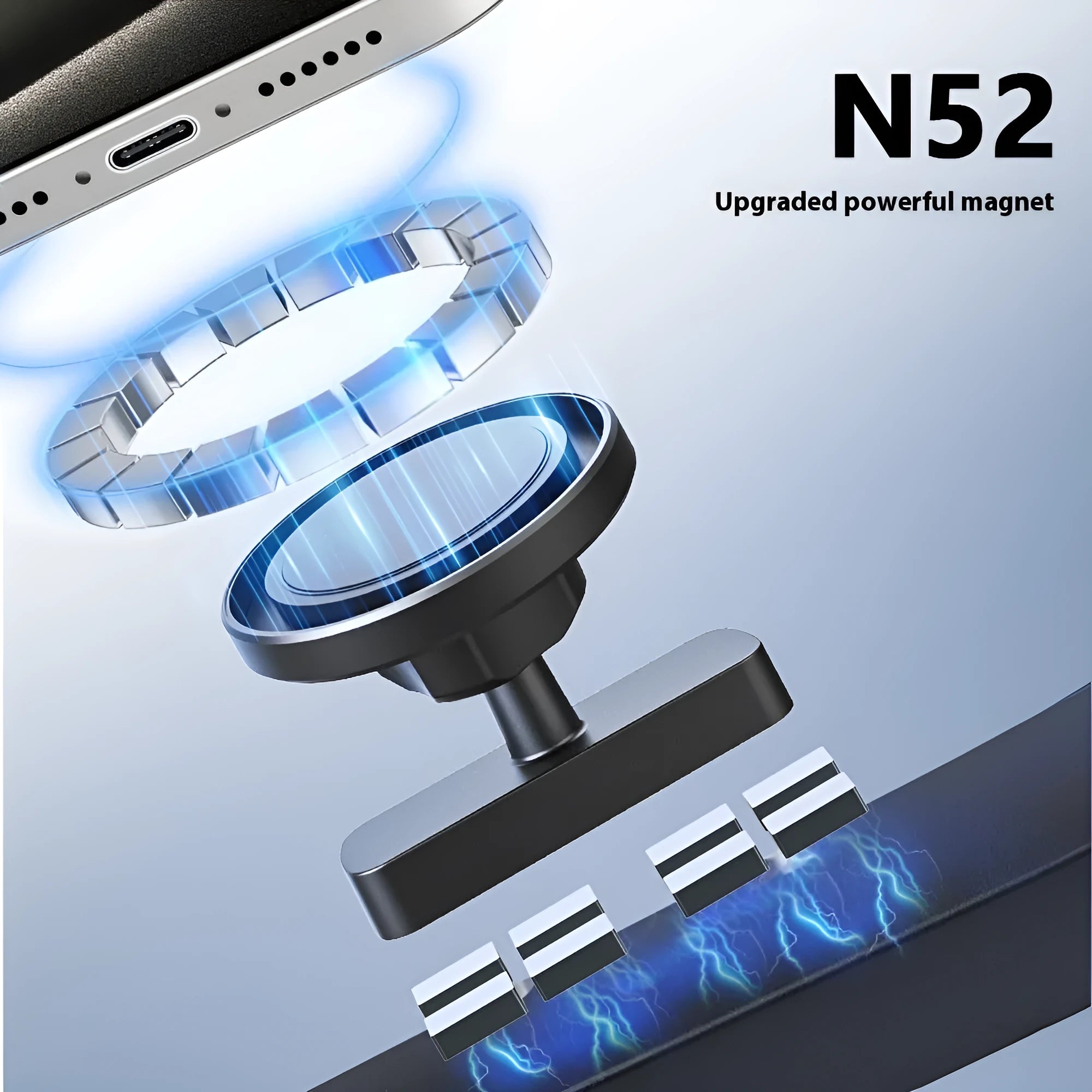 Magnetic mobile phone holder for car and gym with silicone bracket
