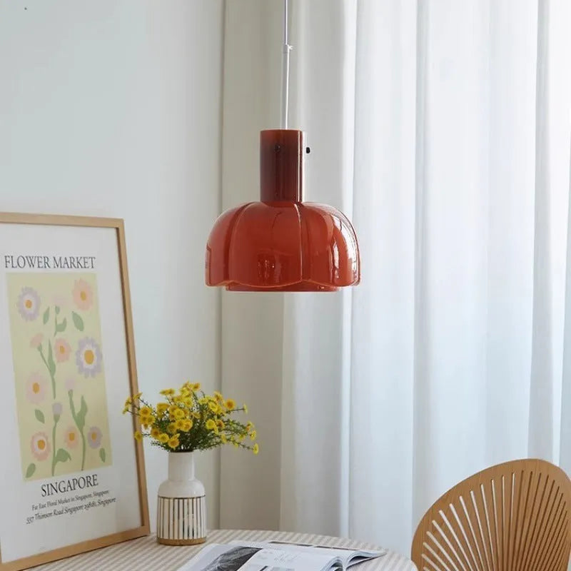 Medieval glass bud retro chandelier pendant light in chosen colour with tricolor light fitting