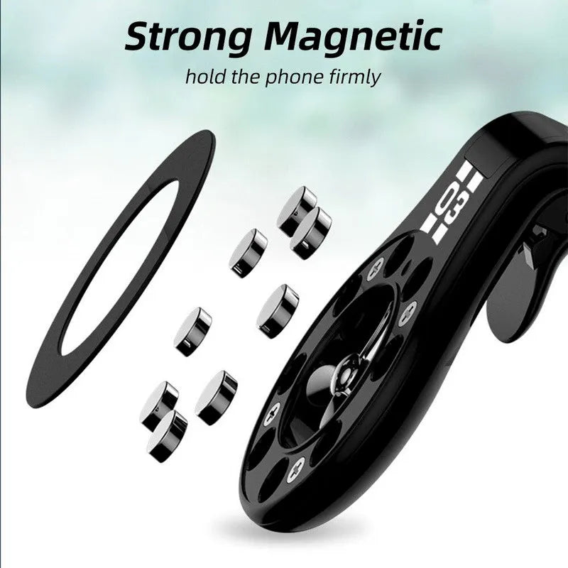 Magnetic car air vent phone holder with rotating paddle and fragrance slots in black, blue or red colour