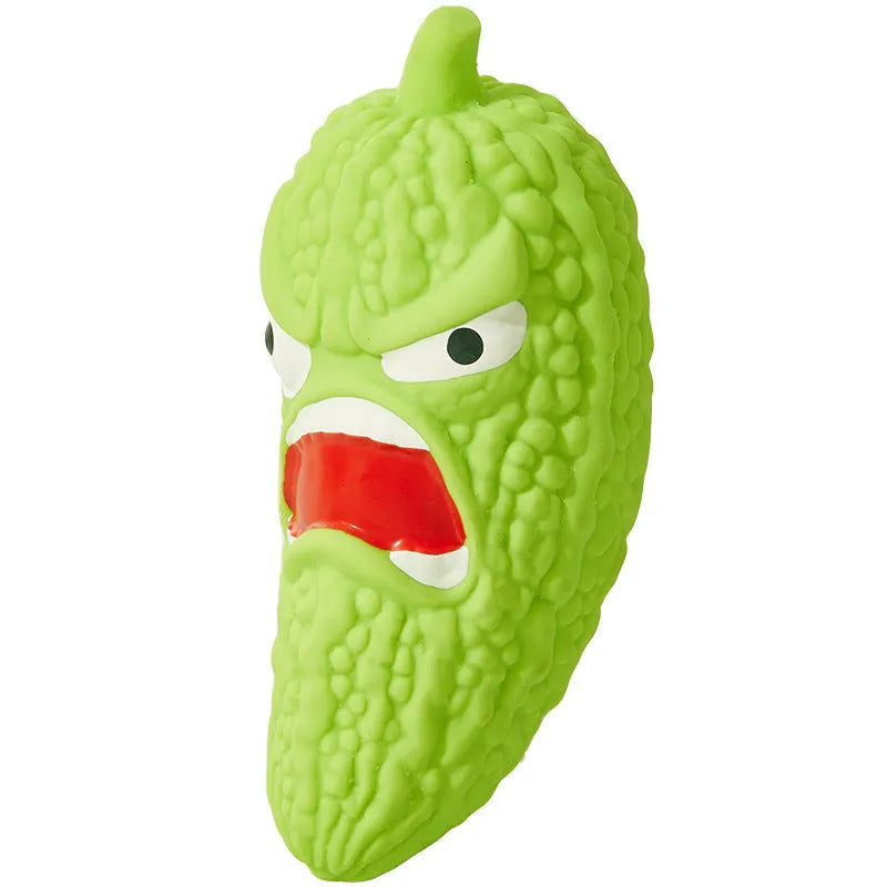 Bitter gourd and chili shaped dog chew toys for teeth grinding and dental cleaning