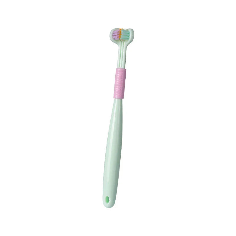 3-in-1 Soft Bristle Toothbrush with Tri-Sided Brush Head and Temperature-Responsive Bristles