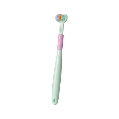 3-in-1 Soft Bristle Toothbrush with Tri-Sided Brush Head and Temperature-Responsive Bristles