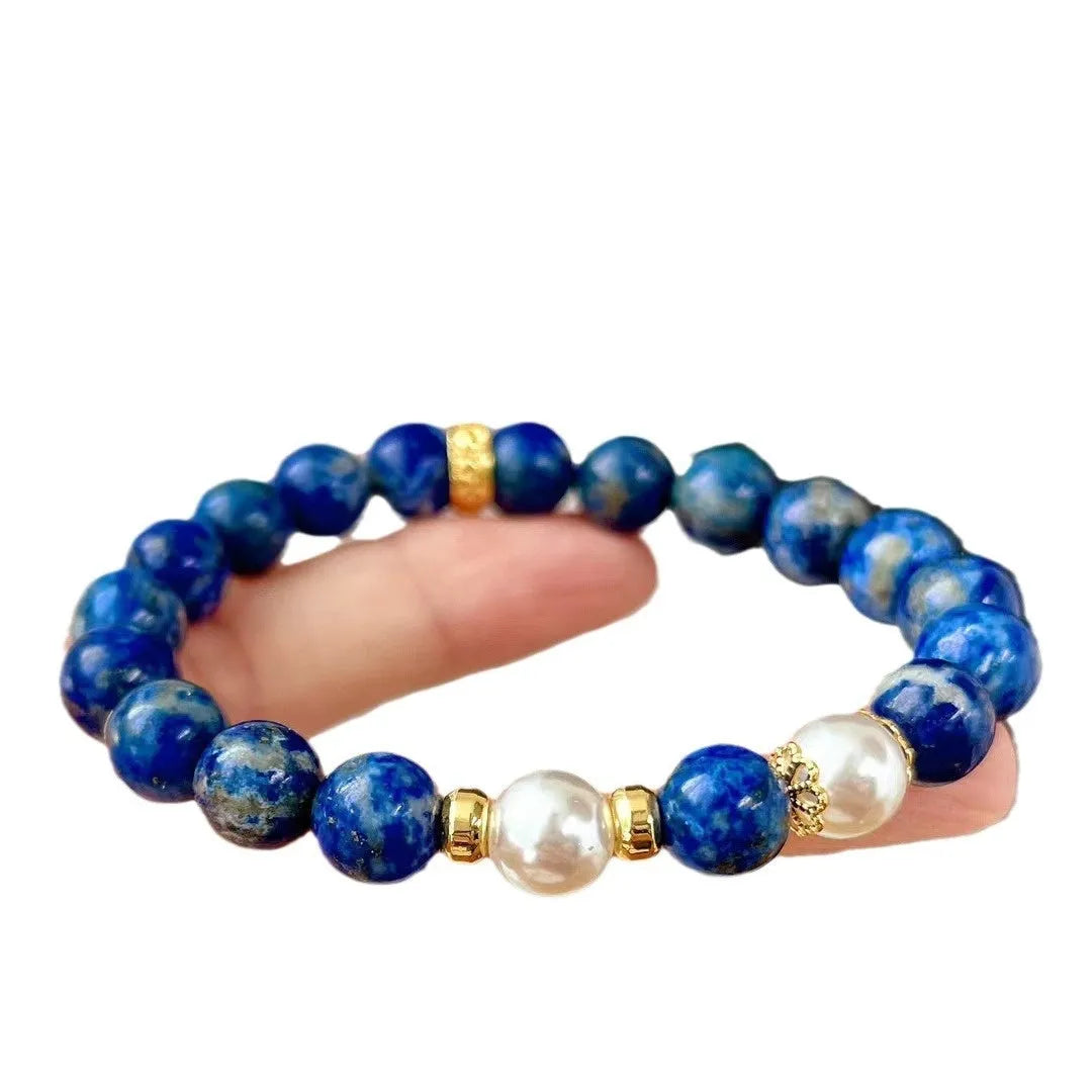 Green gold stone lapis lazuli retro bracelet in New Chinese style.