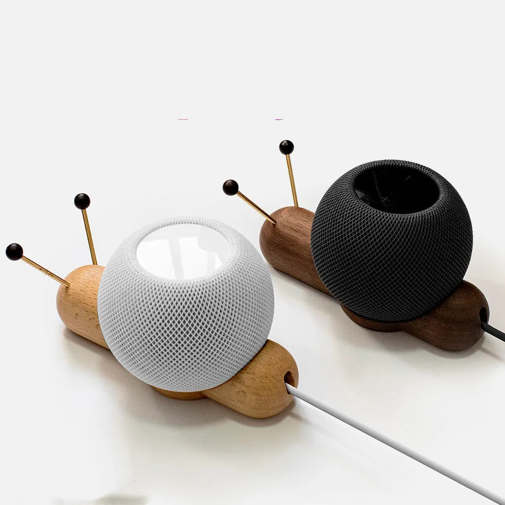 Khaki coloured non-slip desktop bracket for a smart Bluetooth speaker or HomePod.