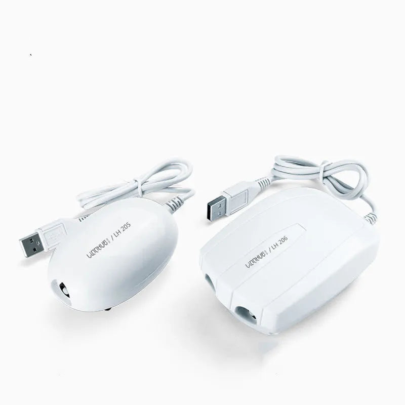 White aquarium air pump mini compressor with single or double outlet, ABS shell, steel clip and rubber shockproofing