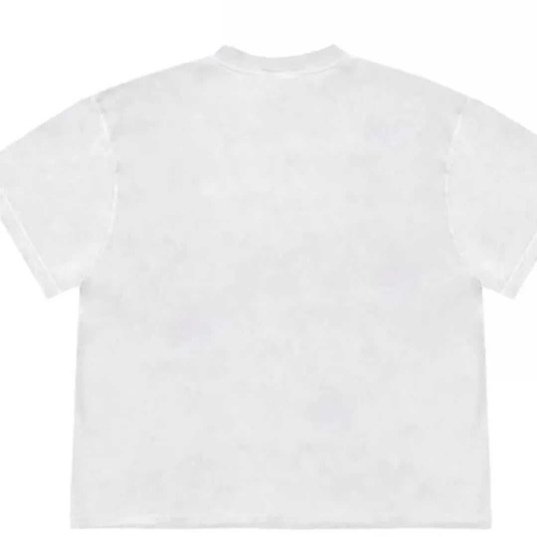Blueberry patchwork print T-shirt with plant patterns in loose fit design