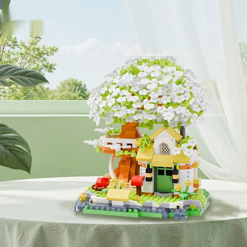 MZ building block set with 690-860 plastic pieces in cherry tree or wooden house style