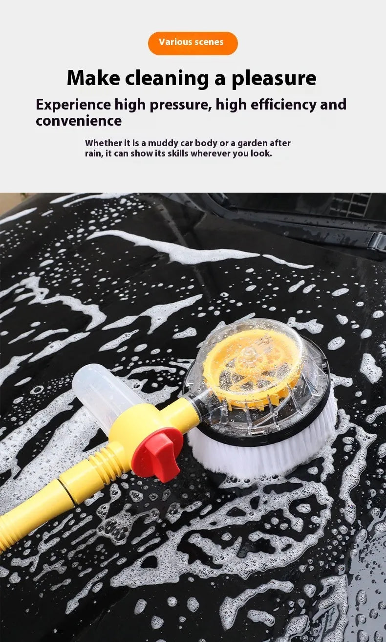 Yellow car wash mop cleaning tool with chenille brush head and three-gear hydraulic control