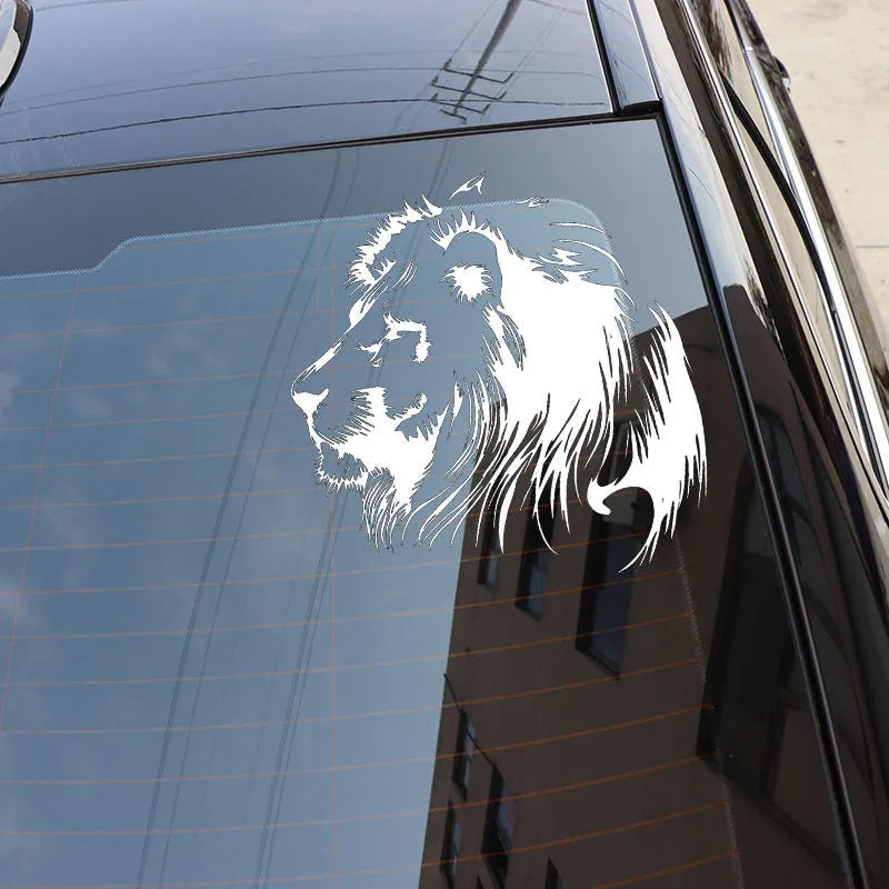 Personalised reflective lion meditation car sticker in black, size 20x19.5 cm