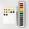 Portable household natural pigment paint box with twelve colour palette in fashionable style