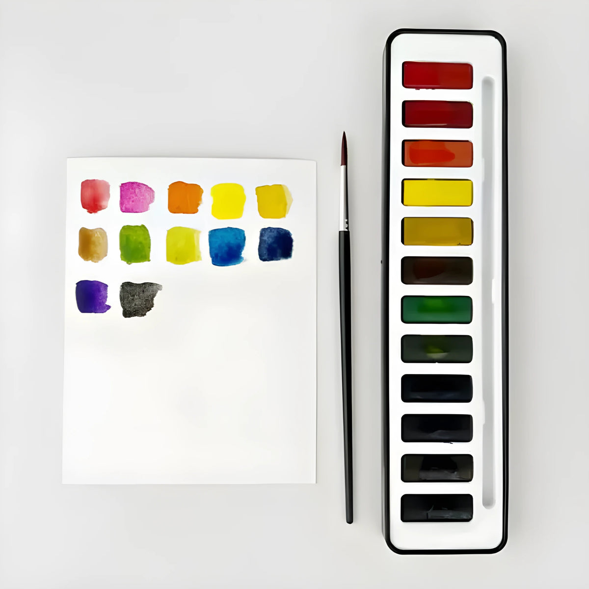Portable household natural pigment paint box with twelve colour palette in fashionable style