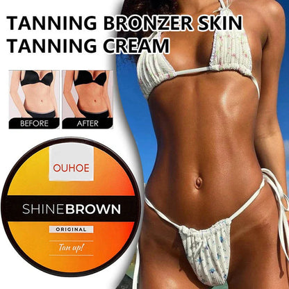 Luxurious tanning gel formula with aloe vera and wheat extracts for a radiant, sun-kissed glow