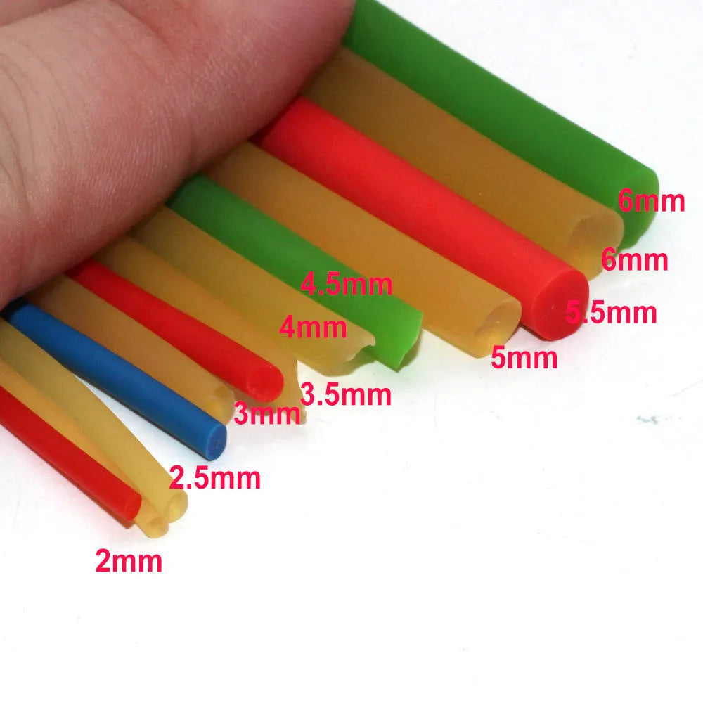 Solid fluorescent latex rubber tube 2mm to 8mm round band in red apricot green blue orange pink black