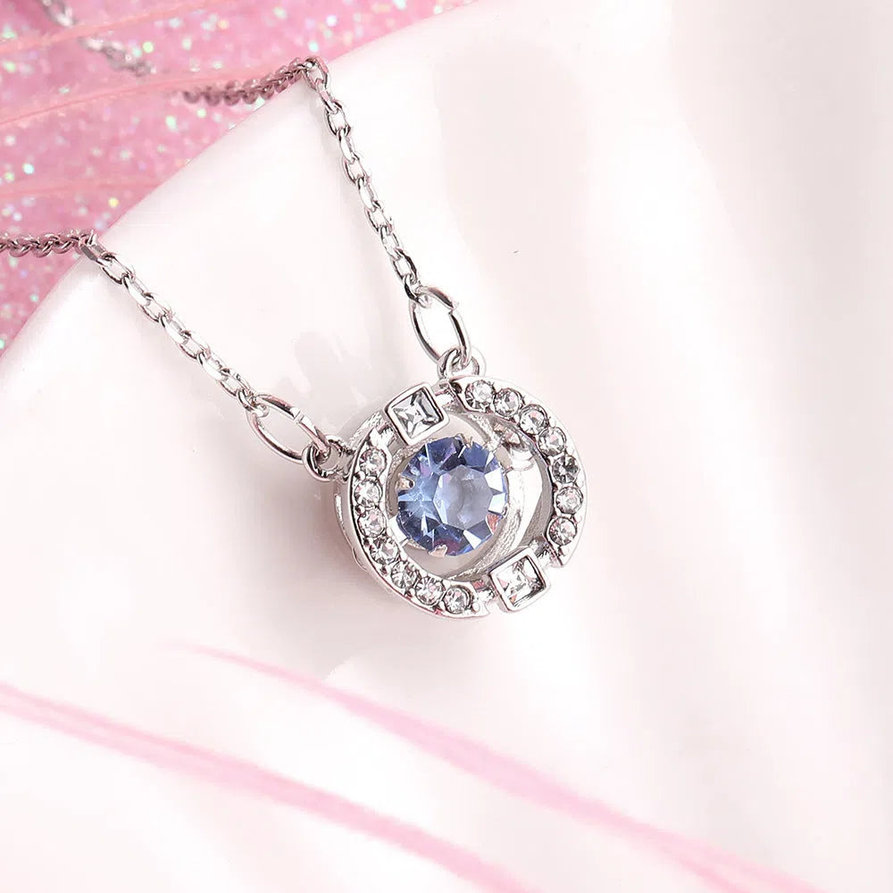 Crown necklace pendant on copper cross chain with rhinestone accents in geometric shape – women's jewellery