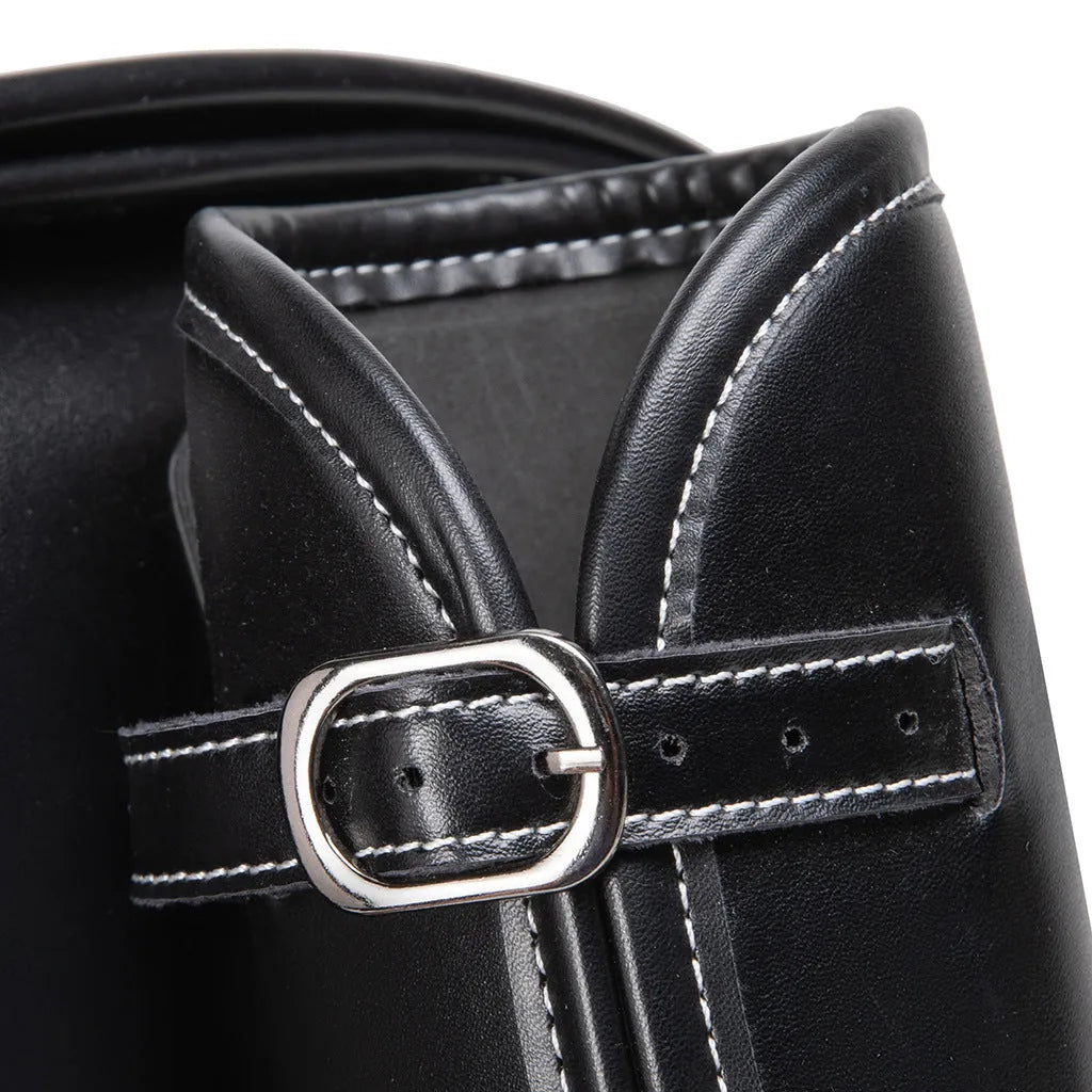 FBG376BK dark punk PU leather motorcycle side bag with tail coded lock