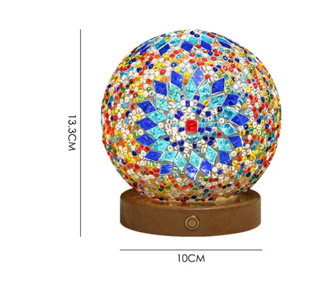 Small night light Bohemian style glass lamp flower shape with remote control rechargeable USB