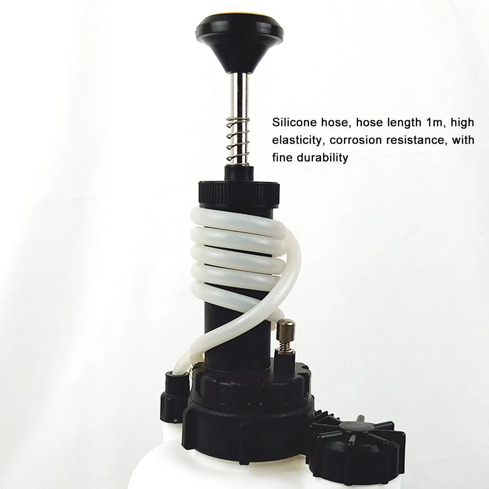 White 3-litre automobile brake oil tank replacement tool with copper and iron fittings