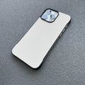 Frameless PU leather phone case in black with heat dissipation for iPhone 14 Pro Max back view