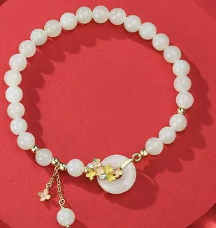 925 silver laurel safe buckle necklace with natural Hetian jade pendant and matching bracelet set