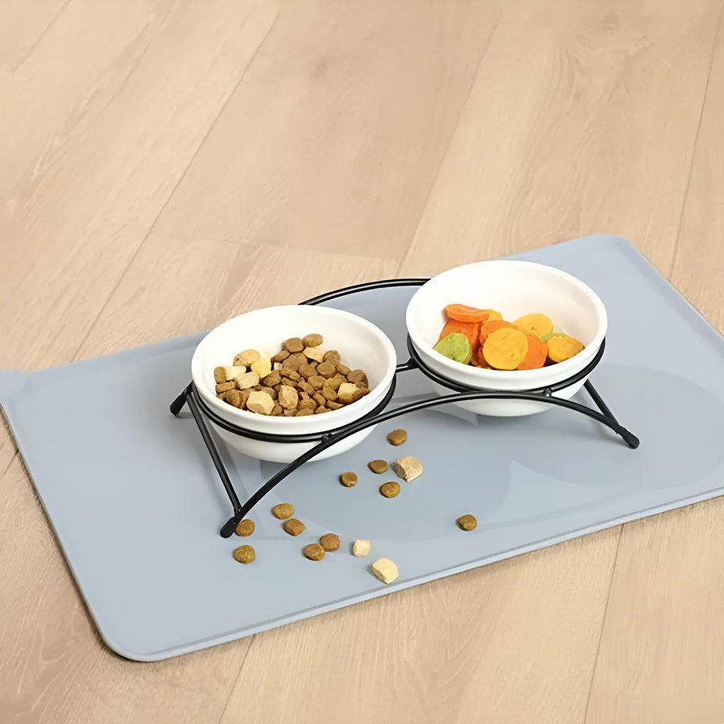 Silicone pet placemat under dog bowl in choice of five colours with anti-slip base
